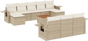 vidaXL Set canapele de grădină cu perne, 11 piese, bej, poliratan