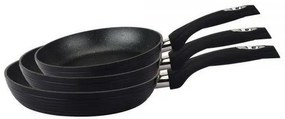 Set 3 tigai marmorate, antiaderente, inductie, Royalty Line RL FM3 negre, curatare usoara