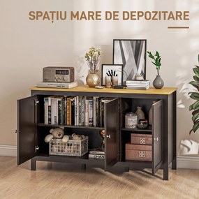 HOMCOM Dulap cu 2 Compartimente și 2 Rafturi Reglabile pe 3 Nivele, 120 x 40 x 70 cm, Negru și Lemn | Aosom Romania