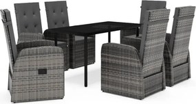 vidaXL Set de mobilier pentru grădină, cu perne, 7 piese, gri