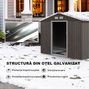 Outsunny magazie scule si unelte, casuta de gradina din fier, sopron pentru exterior 277x195x192 cm | Aosom Romania