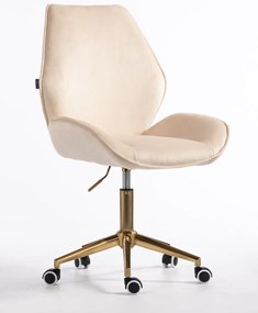 HR350K Scaun Crem din Catifea Bază Aurie