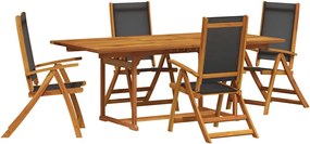 vidaXL Set mobilier de grădină, 5 piese, lemn masiv acacia/textilenă