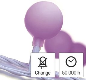 Instalație LED de Crăciun de exterior 40xLED/9m IP44 roz