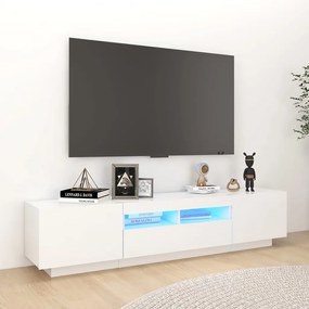 3081903 vidaXL Comodă TV cu lumini LED, alb extra lucios, 180x35x40 cm