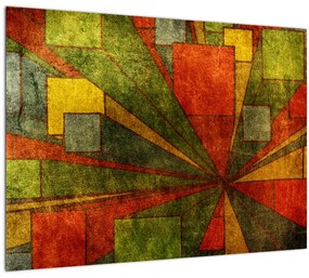 Tablou pe sticlă cu abstracție geometrică (70x50 cm)