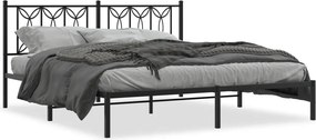 vidaXL Cadru de pat metalic cu tăblie, negru, 180x200 cm