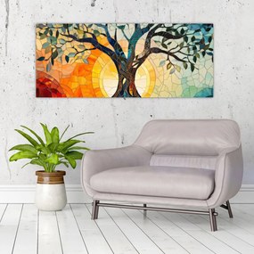 Tablou – Mozaic – soare și arbore I. (120x50 cm)