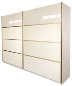 Gold Dulap 2800 Crem cu usi MDF Lucios + 1 Comoda