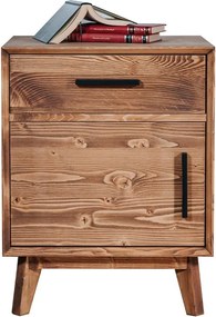 Noptieră lemn masiv Timeless 1 Sertar 1 Usă Whisky, 50 × 40 × 64 cm