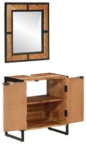 3217119 vidaXL Set mobilier de baie, 2 piese, fier și lemn masiv de acacia