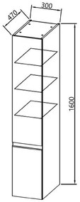 Dulap suspendat baie 30x47x160 cm Kolpa San Harmony, cu usa reversibila si sertar, stejar inchis
