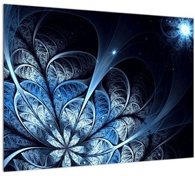 Tablou pe sticlă - Floare albastru închis (70x50 cm)