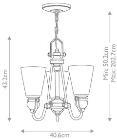 Lustră pe lanț Hinkley HK-MAYFLOWER3 MAYFLOWER 3xE27/60W/230V