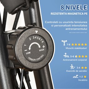 HOMCOM Bicicletă Pliabilă 2 în 1 cu Rezistență Magnetică Reglabilă pe 8 Nivele, 105x48x118 cm, Negru | Aosom Romania
