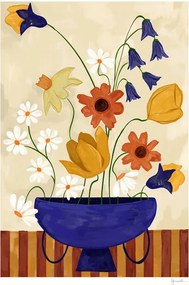 Poster 30x40 cm Colourful Bunch in Blue Vase – Frankie Penwill – The Poster Club