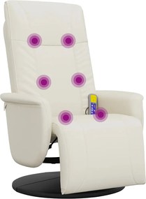 vidaXL Fotoliu masaj rabatabil suport picioare, crem, piele ecologică