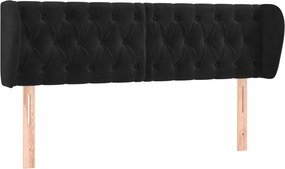 vidaXL Tăblie de pat cu aripioare negru 147x23x78/88 cm catifea