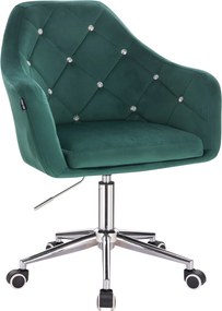 HR830CK Scaun Verde Catifea cu Bază Cromata