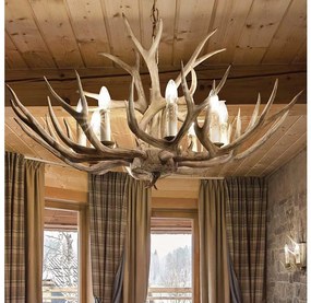 Ideal Lux - Candelabru CHALET 8xE14/40W/230V pe lanț, design coarne