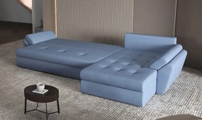 Colțar extensibil dumonde cu ladă de depozitare si sezut confortabil din spuma high-density, Loana XL Enjoy Albastru 335x185 cm