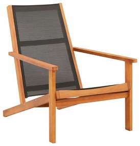 vidaXL Șezlong de grădină, negru, lemn masiv de eucalipt &amp; textilenă