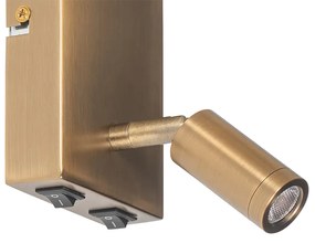 Lampă de perete modernă albă și bronz cu lampă de citit - Renier