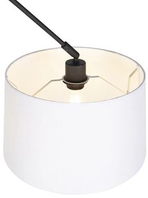 Lampă suspendată neagră cu abajur din in alb 35 cm - Blitz