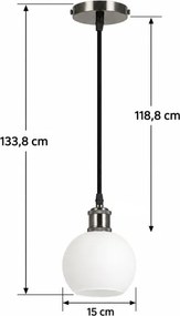 BRILAGI - lustra LED suspendată pe cablu RETRO GLASS 1xE27/60W/230V Ø 15 cm negru/alb
