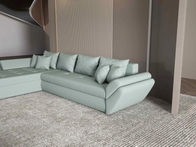 Colțar extensibil dumonde cu ladă de depozitare si sezut confortabil din spuma high-density, Loana XL Enjoy Mint 335x185 cm