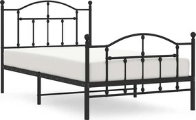 vidaXL Cadru pat metalic cu tăblii de cap/picioare, negru, 100x190 cm