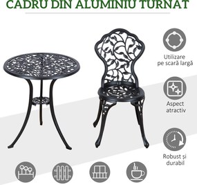 Outsunny 3pcs Patio Bistro Set Cast Aluminum Table Chair Outdoor Furniture Antique Black | Aosom Romania