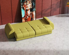 Canapea extensibilă dumonde cu 2 lăzi de depozitare si sezut confortabil din spuma high-density, Verona Enjoy Green 310x100 cm