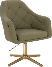 HR831CROSS Scaun Khaki Piele Ecologica Premium Soft cu Bază Aurie