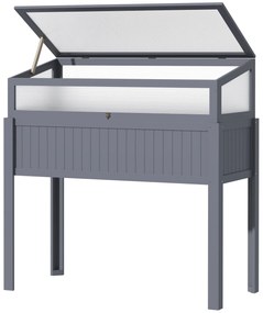 Outsunny Pat inalt din lemn cu sera 2 in 1, Gradina de roșii, Grădină de legume, Pat de plante aromatice, Parcare pentru grădină și terasă din policarbonat, Gri 120 x 54 x 112/122 cm | Aosom Romania