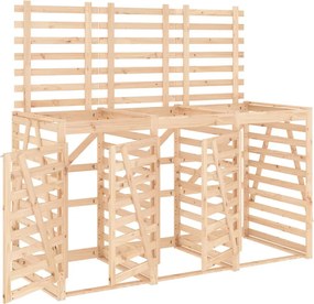 vidaXL Magazie triplă depozitare coș de gunoi, lemn masiv de pin