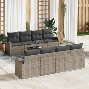 vidaXL Set de sofa pentru grădină de 9 piese cu perne gri din ratan poli