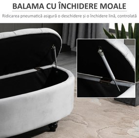 HOMCOM Bancă cu Depozitare la Piciorul Patului, Tapițată în Catifea, 120x46x42 cm, Gri | Aosom Romania