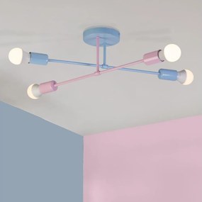 Lustru aplicat CAMBRIDGE 4xE27/15W/230V albastru/roz