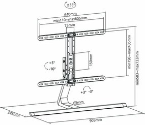 Suport pentru televizor Full Motion 37-75” Nedis TVSM5120GY