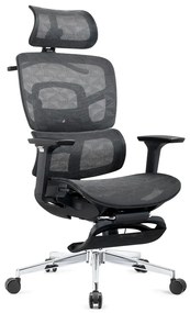 RESIGILAT- GENESIS-V5 Scaun ergonomic, Full Mesh, Sezut Translatie, Spatar reglabil in inaltime, Cotiere 3D, Umeras, Suport picioare, Negru