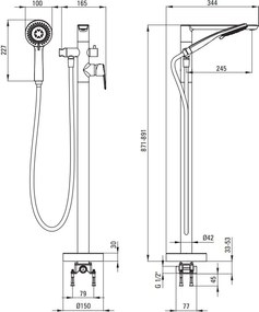 ARNIKA - Baterie pentru Cadă, freestanding Finisaj: Auriu Periat BQA_R17M