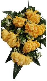 Buchet artificial decorativ Crizanteme, galben, înălțime 60 cm