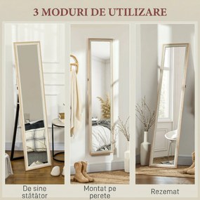 HOMCOM Oglindă de Podea Modernă, Oglindă de Perete și Podea Bicoloră pentru Dormitor și Hol, 37x157 cm, Alb | Aosom Romania