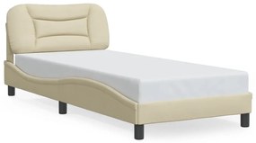 3207735 vidaXL Cadru de pat cu tăblie, crem, 80x200 cm, textil