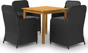 vidaXL Set mobilier de grădină, 5 piese, negru