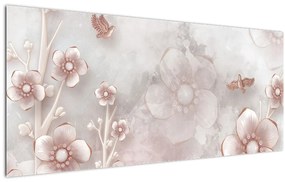 Tablou - Flori roz (120x50 cm)