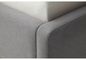 Pat matrimonial gri tapițat cu spațiu de depozitare cu somieră 140x200 cm Mattis – Meise Möbel