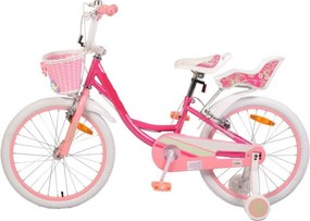 Bicicleta pentru copii NOVOKIDS Fashion Bike, Roti 20" inch, Maxim 40 kg, Cadru din otel, Roti ajutatoare detasabile, Ghidon reglabil pe inaltime, Roz