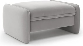 Taburet gri deschis cu tapițerie din catifea Georgia – Micadoni